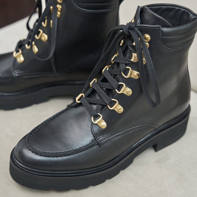 Combat Boots La Femme Suspecte Cuir Noir