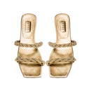 Roxana Gold Flat Two Strap Sandal