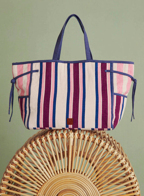Bolso tote a rayas - Púrpura