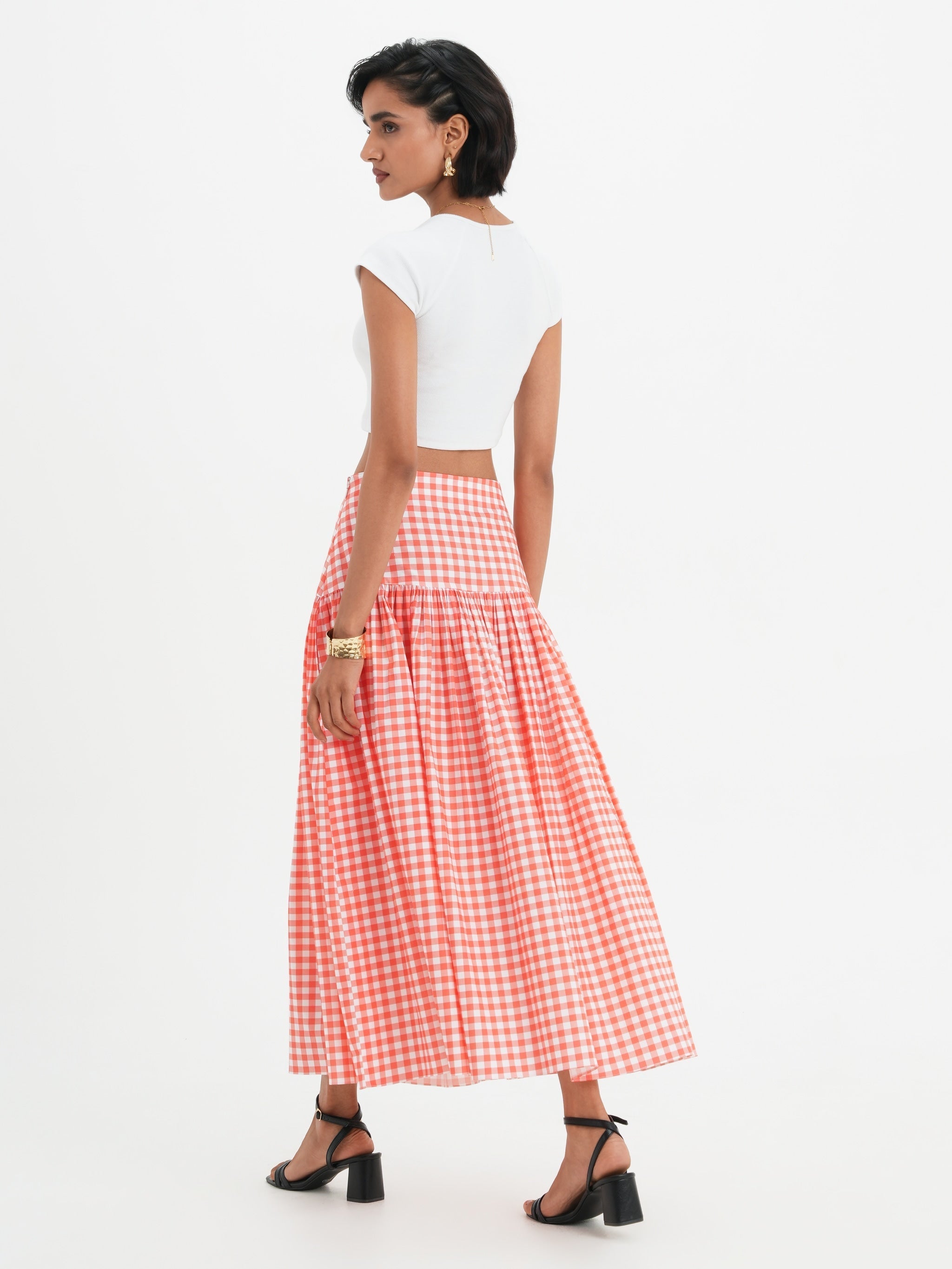 Jupe Yvette - Coral Vichy