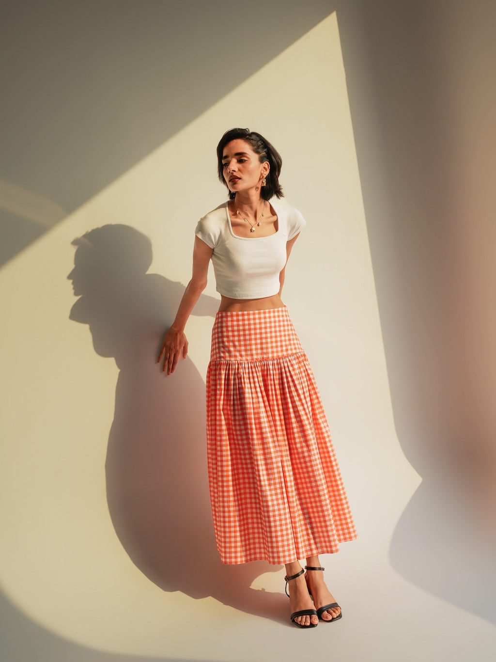 Jupe Yvette - Coral Vichy