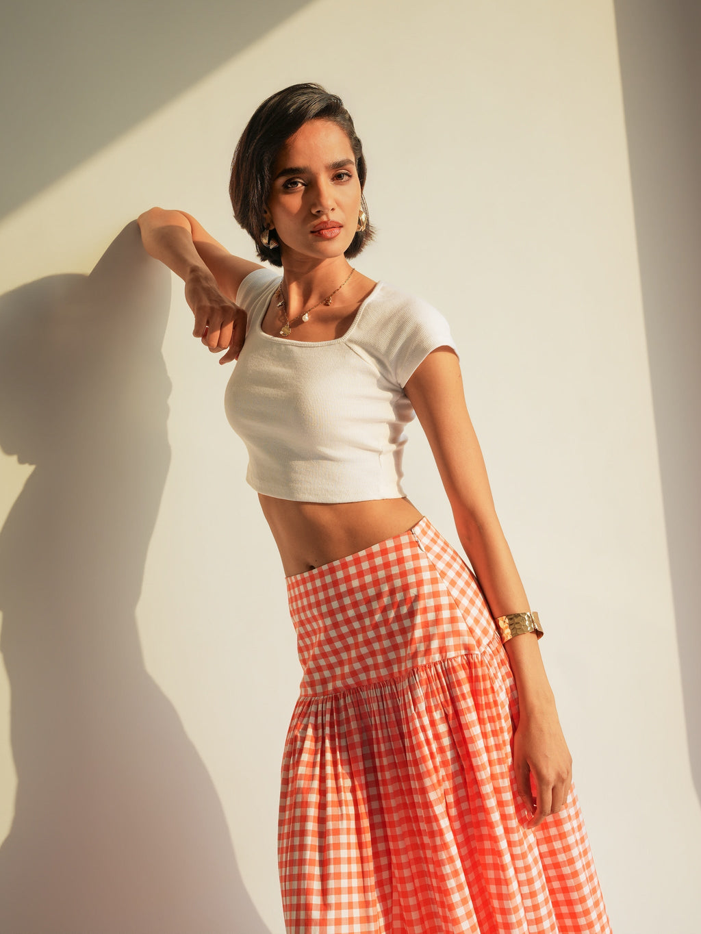 Jupe Yvette - Coral Vichy