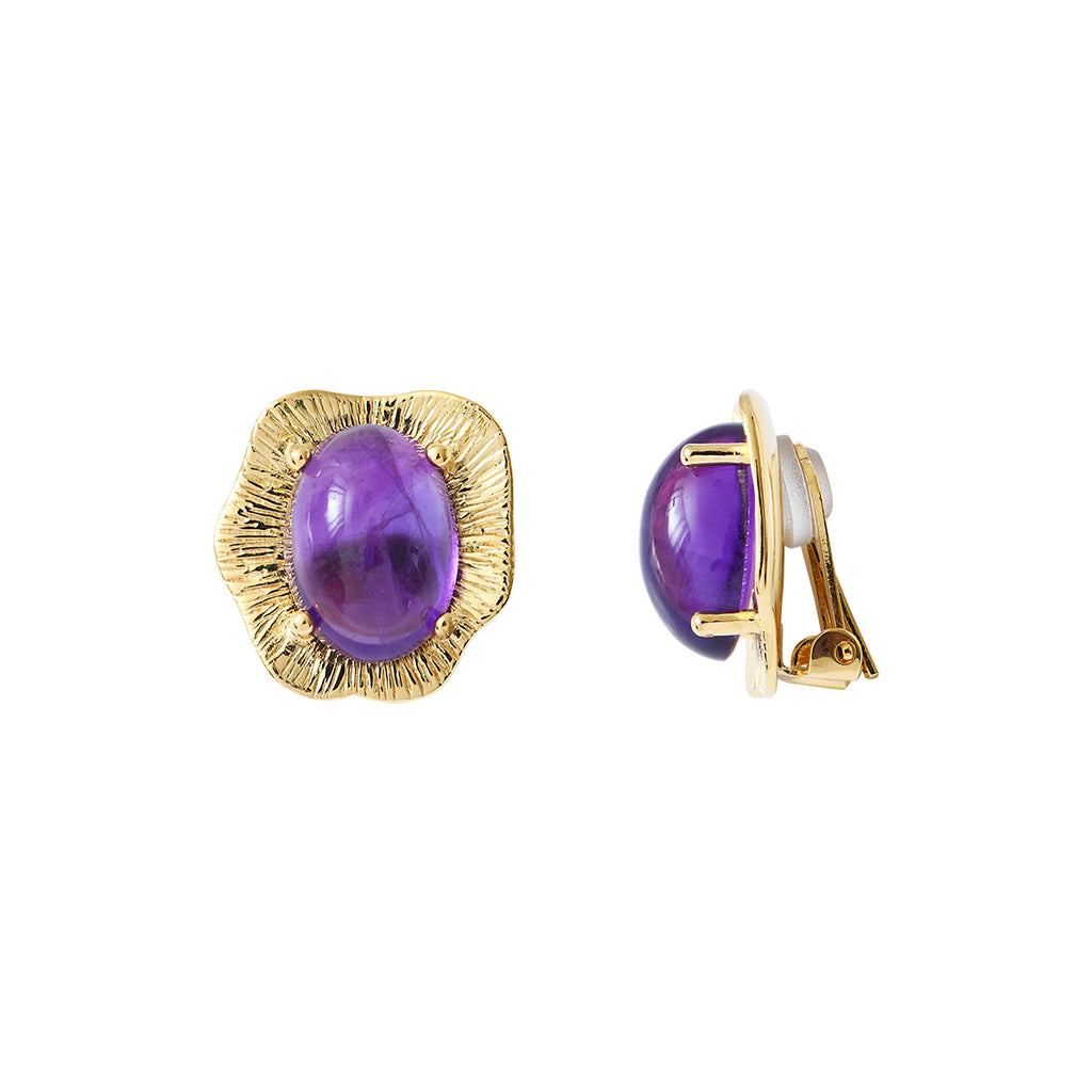 Swann Amethyst Clip-on Earrings