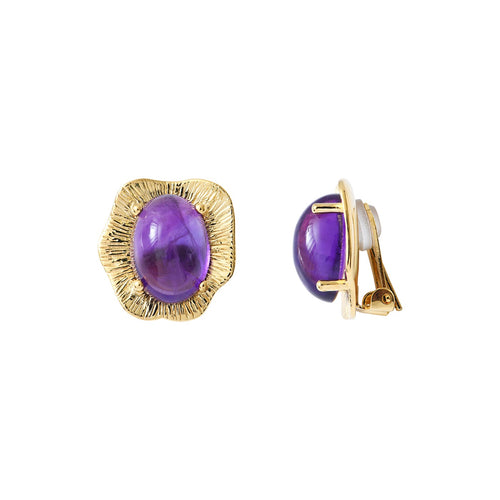 Boucles D'Oreilles Dorées Swann Amethyst