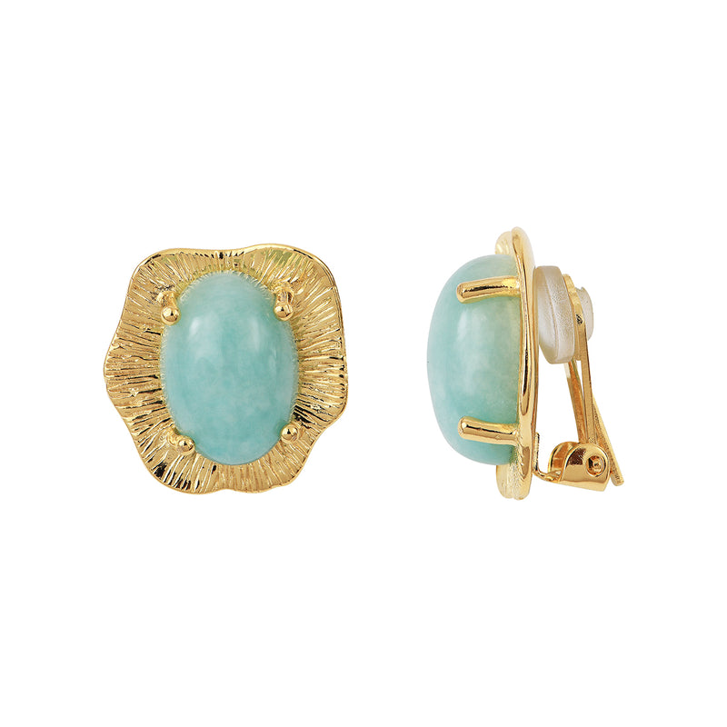 Boucles D'Oreilles Clip Swann Amazonite