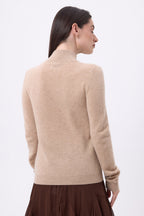 Jersey de cuello alto con botones dorados Swan - Beige crema - Mujer