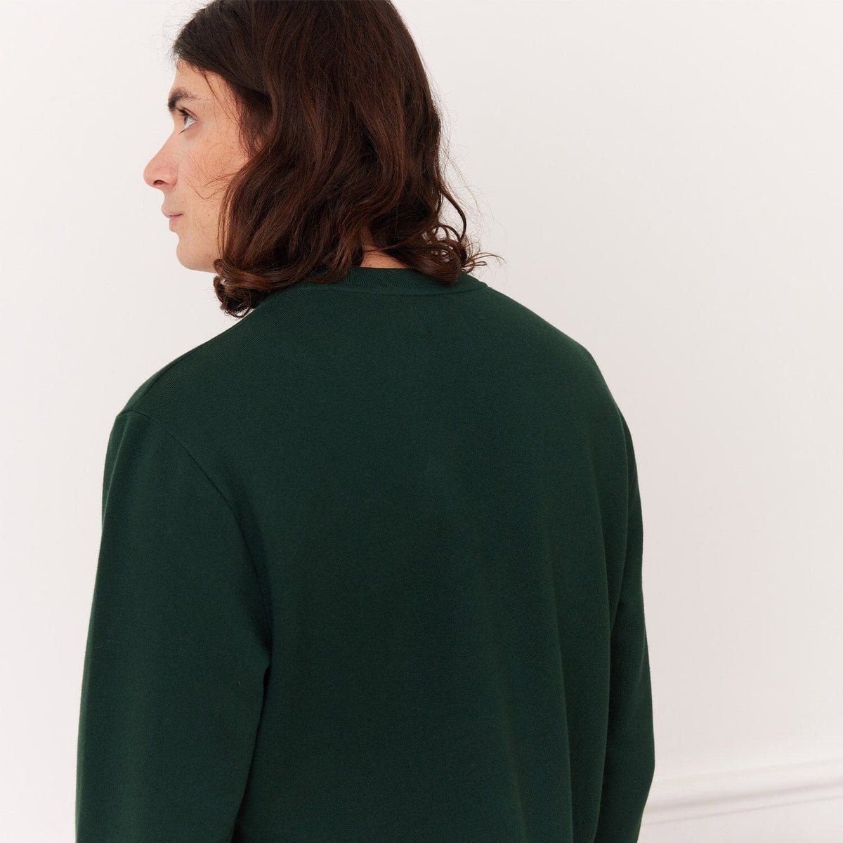 Sweatshirt Brodé En Coton Biologique Vert Forêt