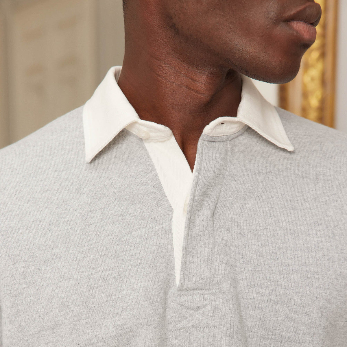Polo Rugby En Molleton Gris Clair