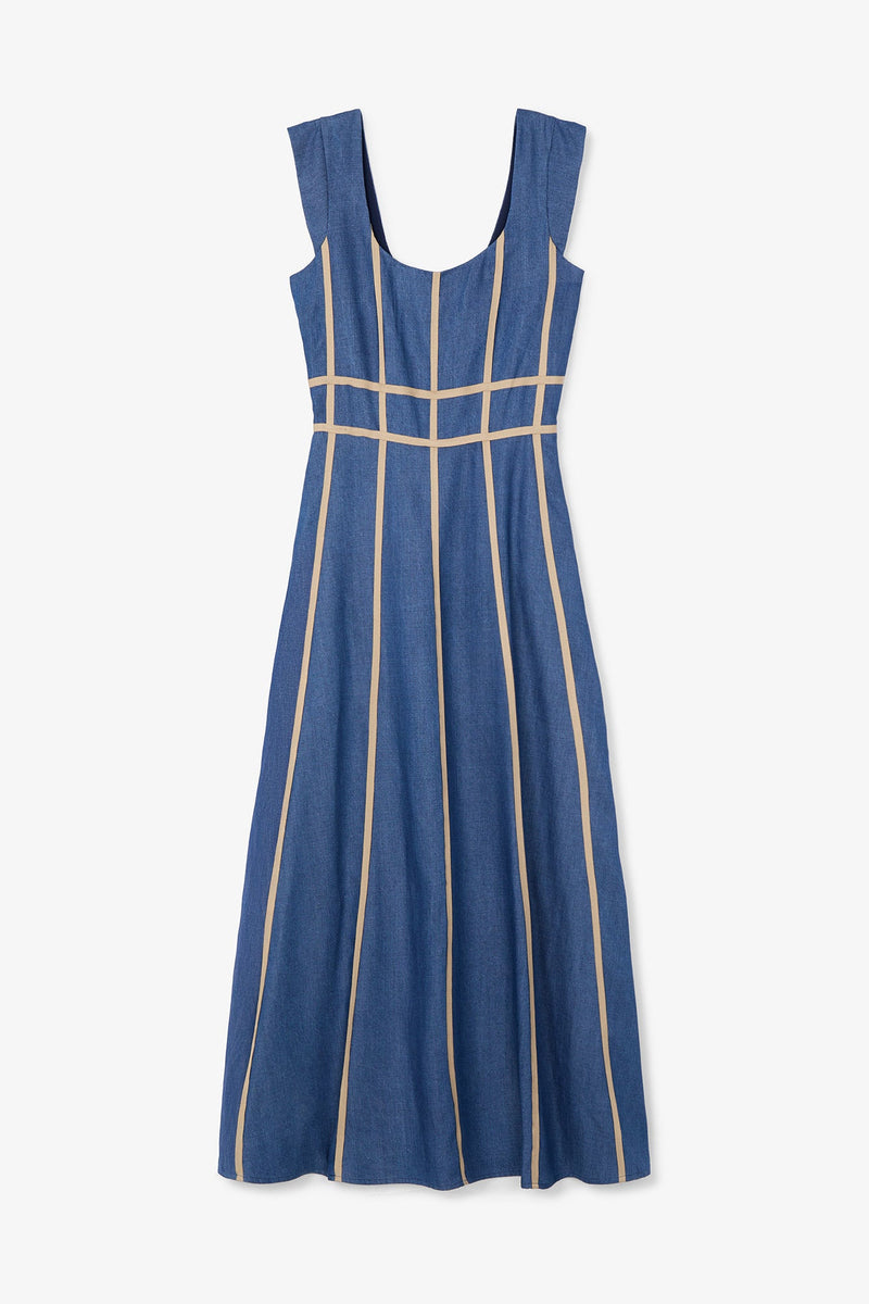 Robe Rubans Tencel Bleu