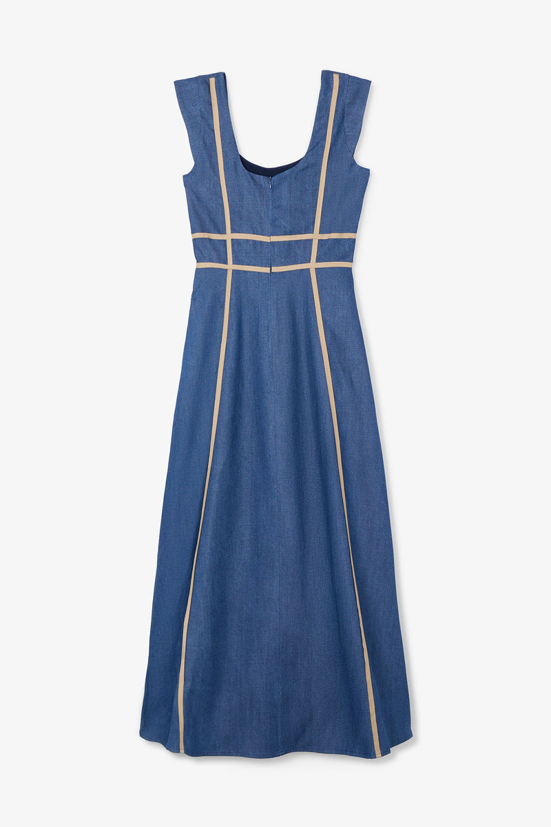 Robe Rubans Tencel Bleu
