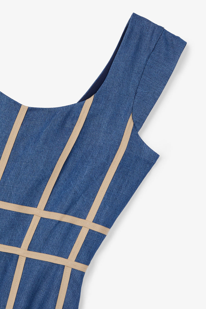 Robe Rubans Tencel Bleu