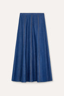 Jupe Zigzag Tencel Bleu