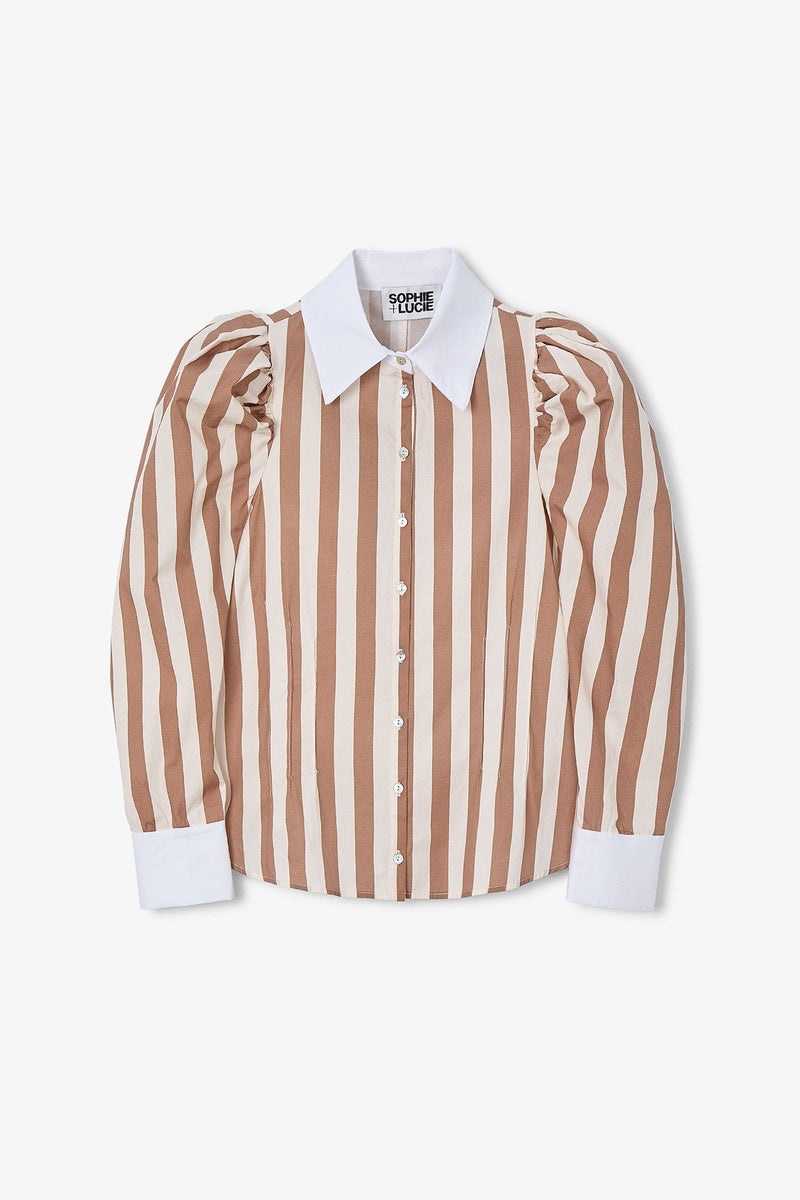 Chemise Contraste Rayé Camel