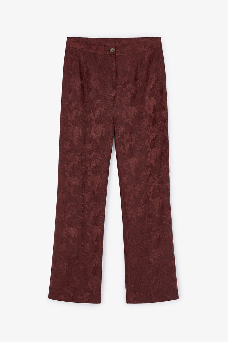 Pantalon Sixties Crop Jacquard Rustique Marron