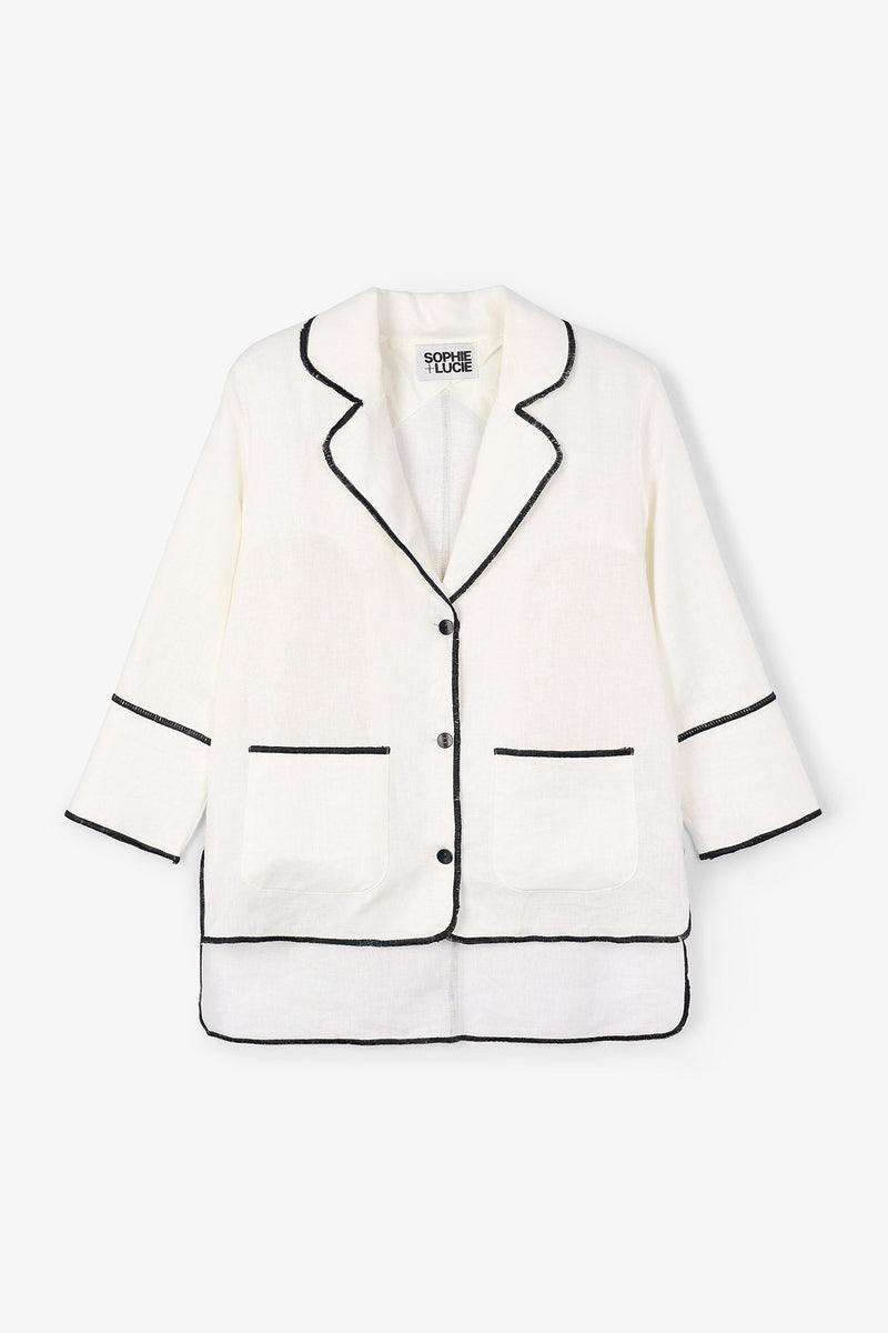 Veste Contraste Fil Blanc