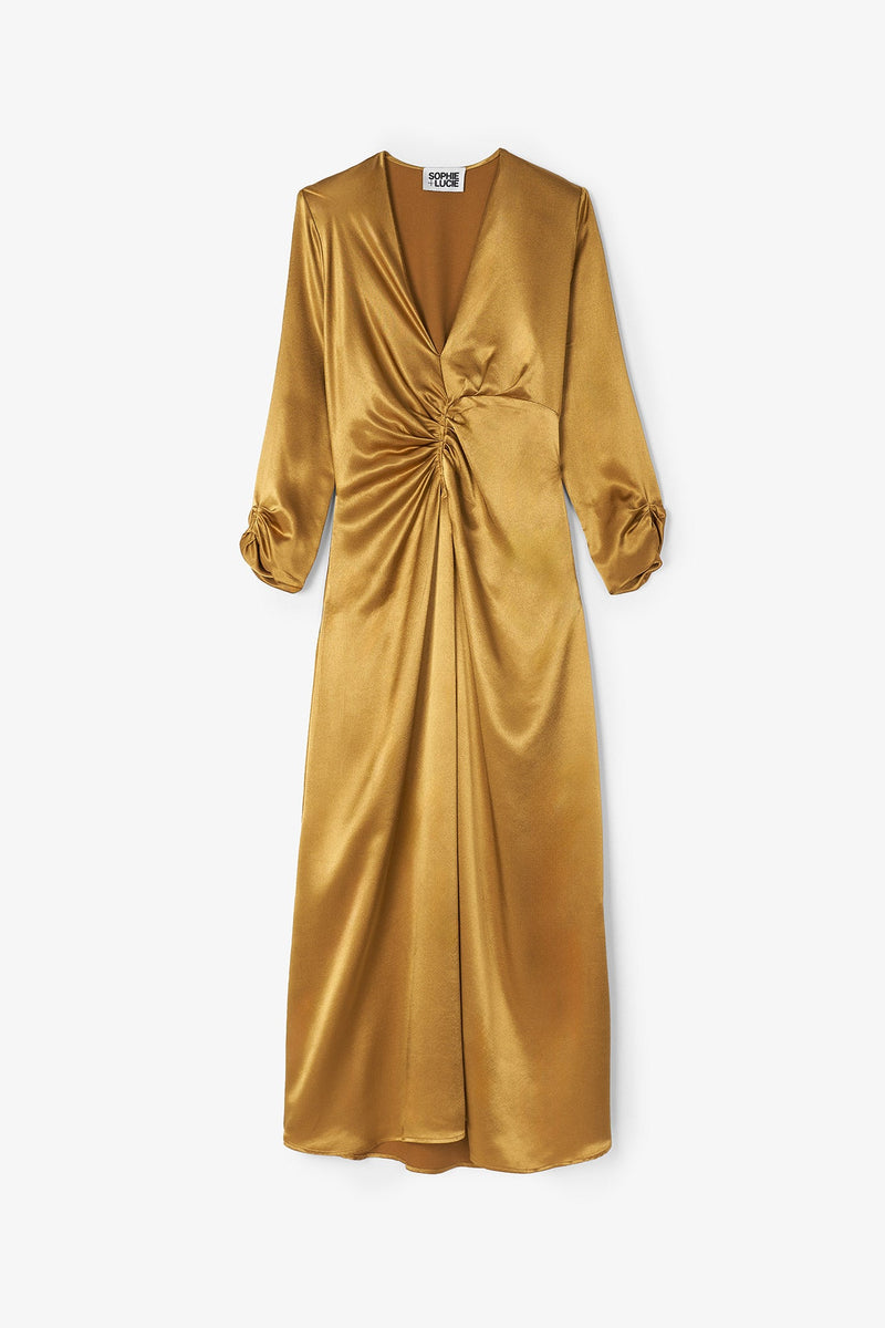 Robe Fernanda Satin Ocre