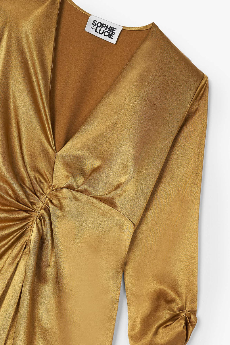 Robe Fernanda Satin Ocre