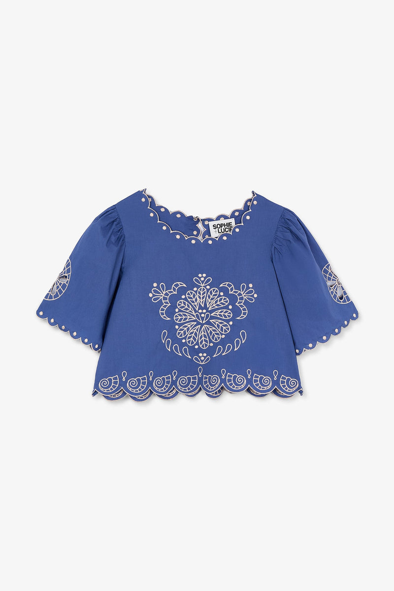 Top Bombay Broderie Bleu