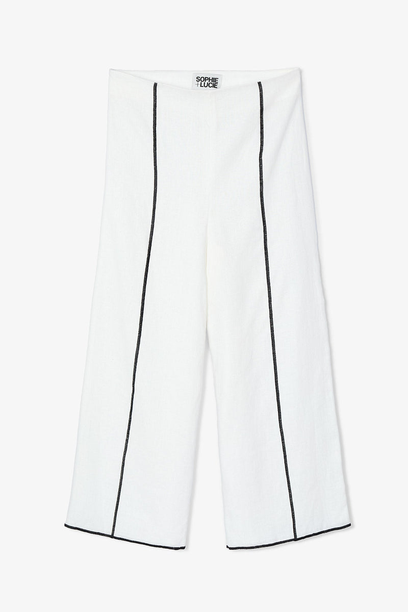 Pantalon Contraste Fil Blanc