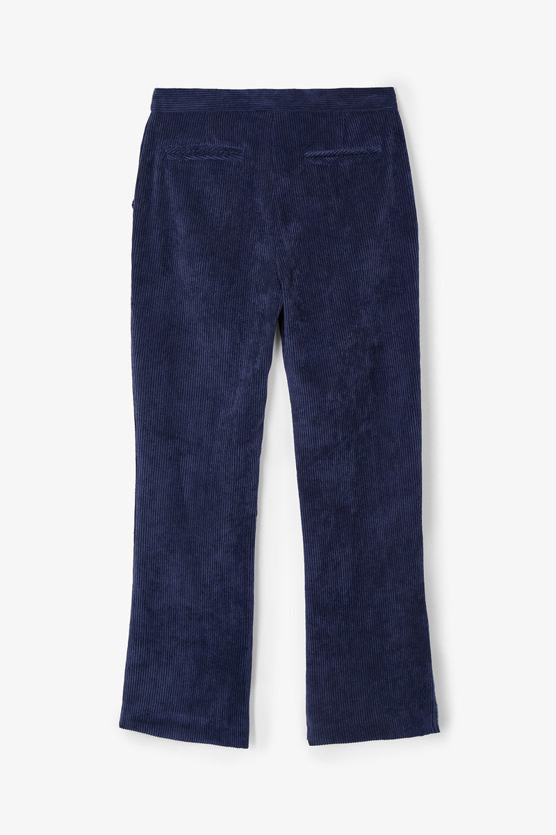 Pantalon Trompette Velours Côtelé Marine