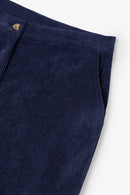 Pantalon Trompette Velours Côtelé Marine