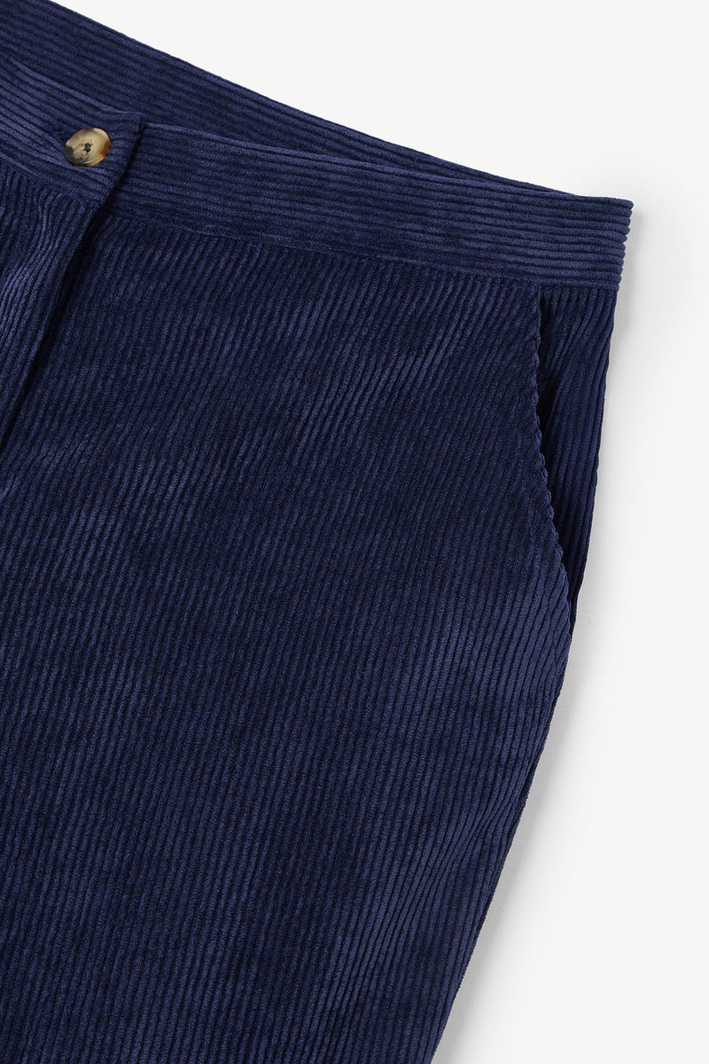 Pantalon Trompette Velours Côtelé Marine