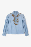 Blouse Lupe Broderie Bleu
