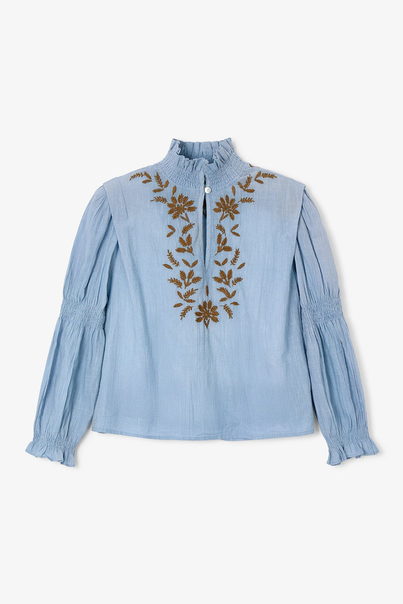 Blouse Lupe Broderie Bleu