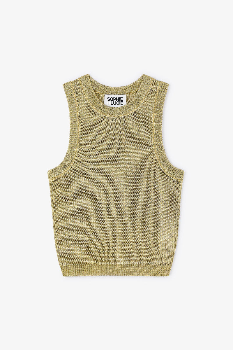 Top Dos Nu Maille Doré
