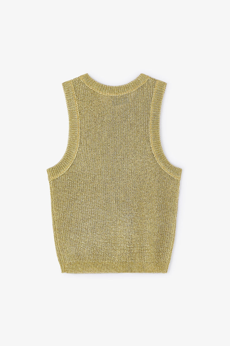 Top Dos Nu Maille Doré