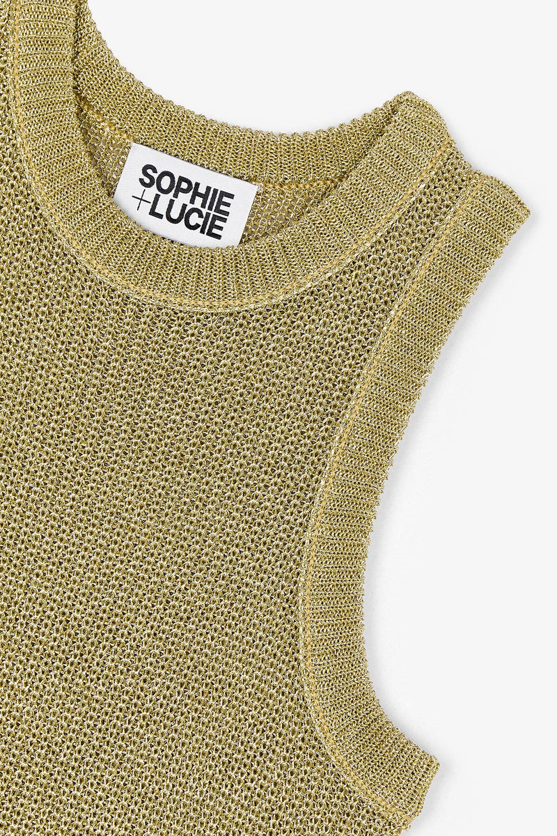 Top Dos Nu Maille Doré