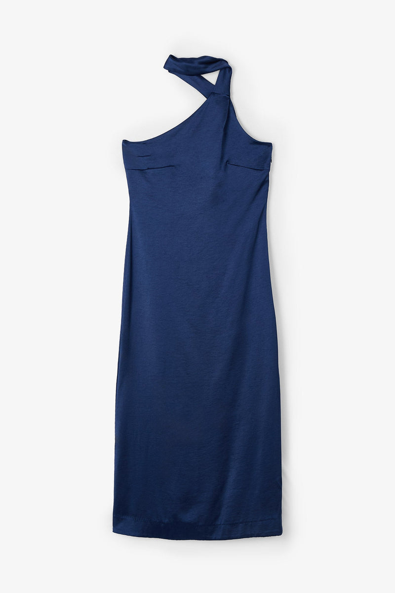 Robe Dos Nu Satin Marine