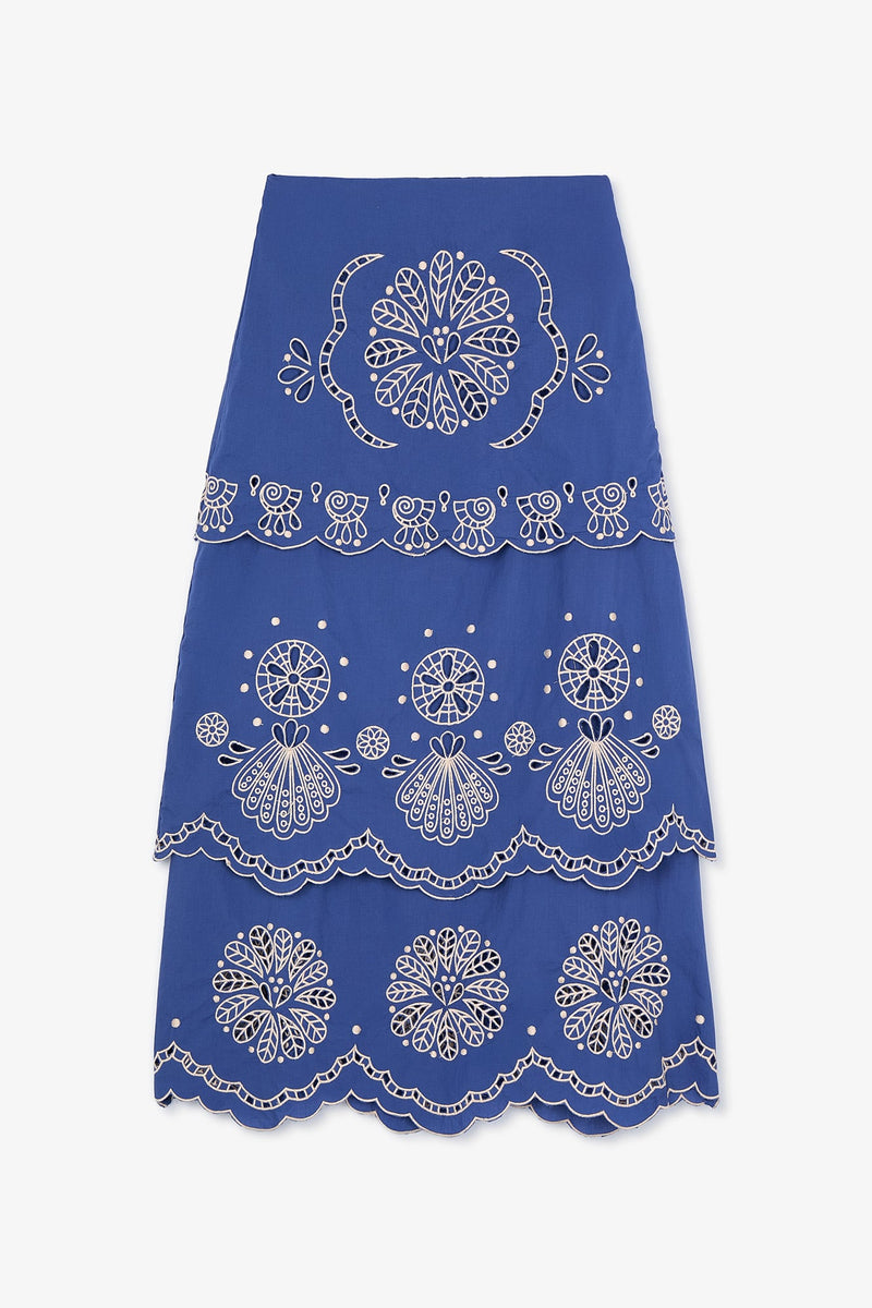 Jupe Bombay Broderie Bleu