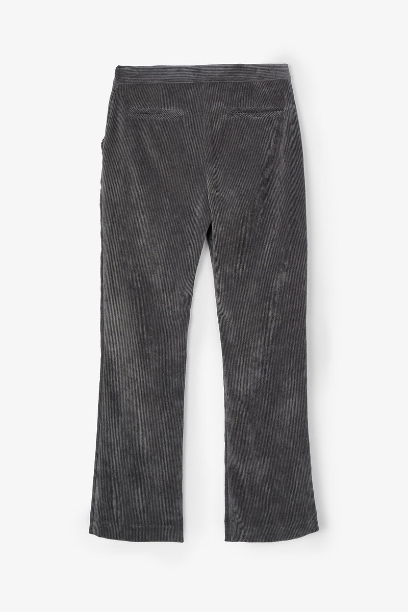 Pantalon Trompette Velours Côtelé Gris