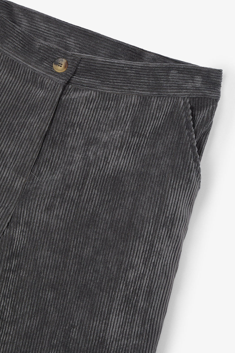 Pantalon Trompette Velours Côtelé Gris