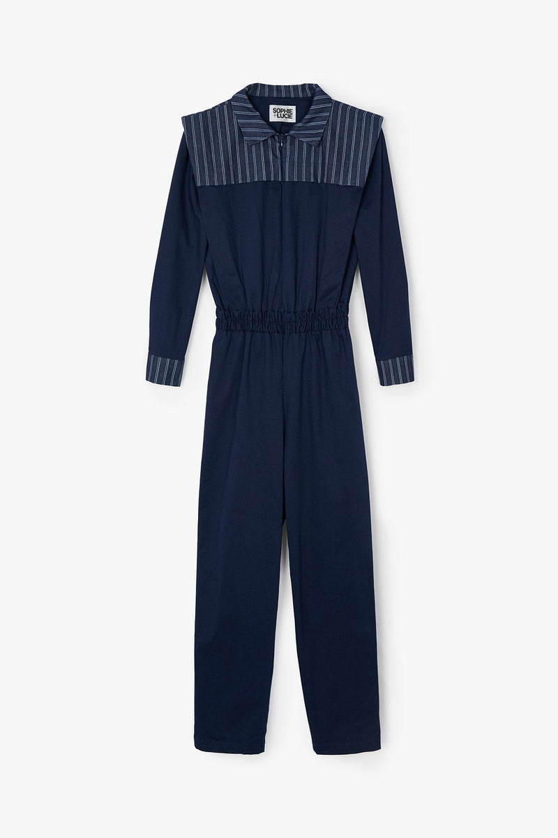 Combinaison Fonti Rayé Denim Bleu