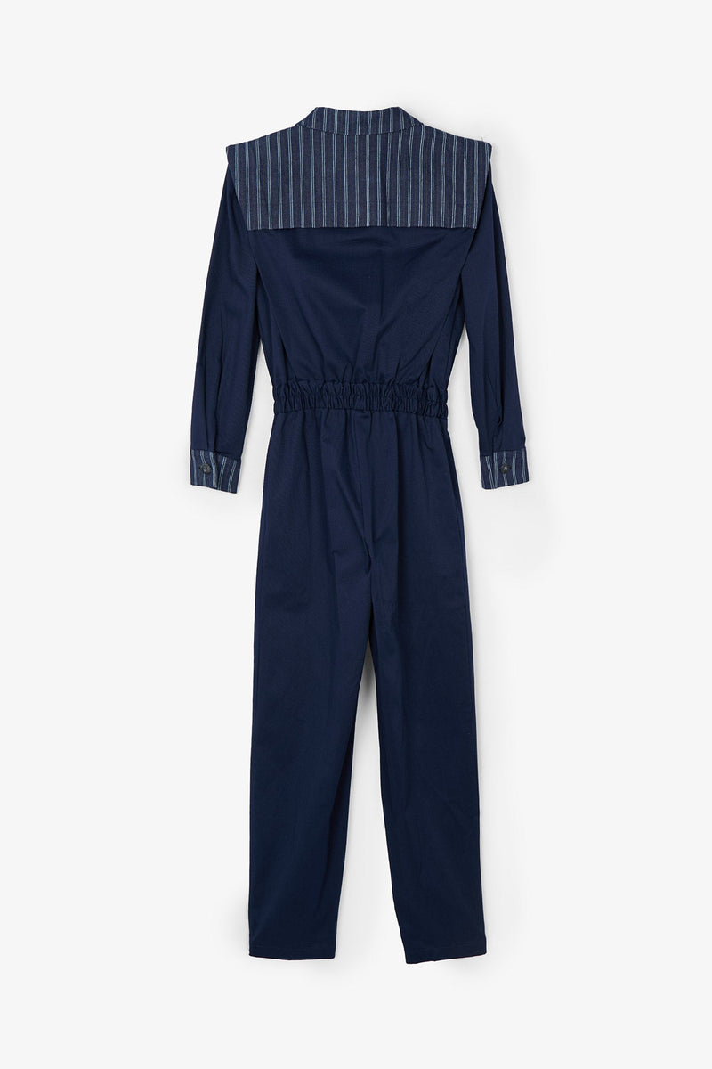 Combinaison Fonti Rayé Denim Bleu