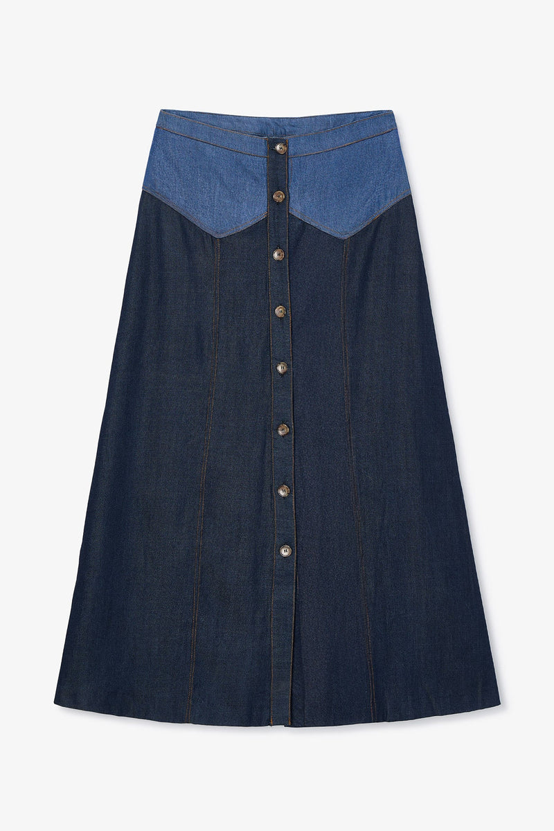 Jupe Catalina Mix Tencel Bleu