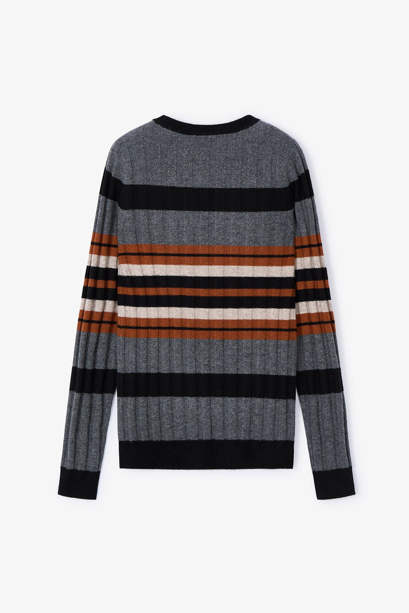 Pull Côtelé Rayé Beige
