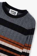 Pull Côtelé Rayé Beige