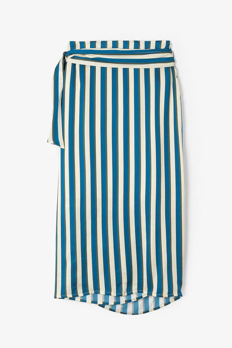 Jupe Portefeuille Rayé Bleu