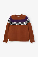 Pull Damier Maille Terracotta