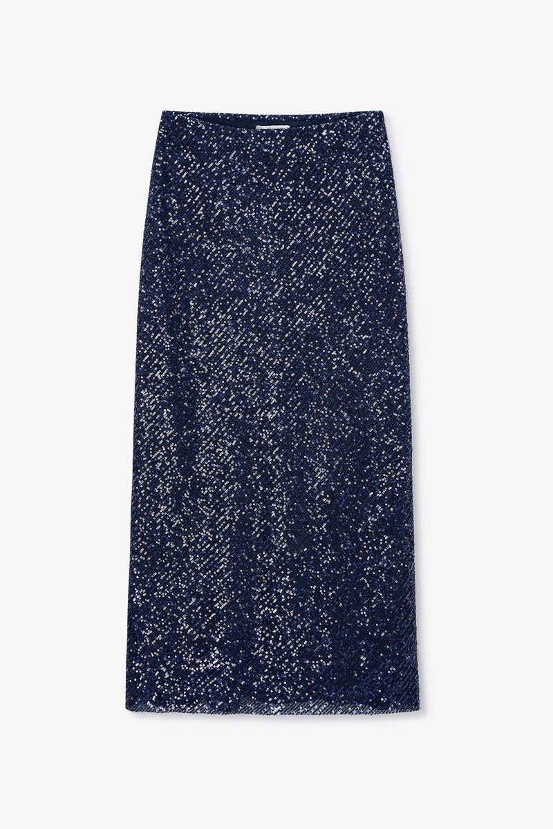 Jupe Biais Sequins Marine