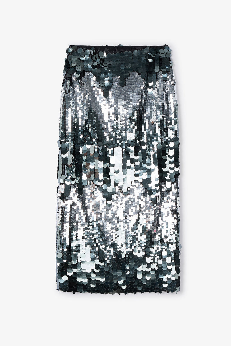 Jupe Droit Sequins Fumée