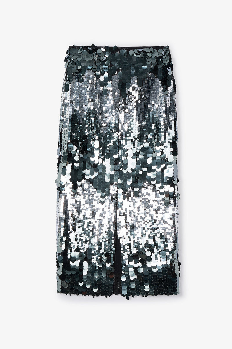Jupe Droit Sequins Fumée
