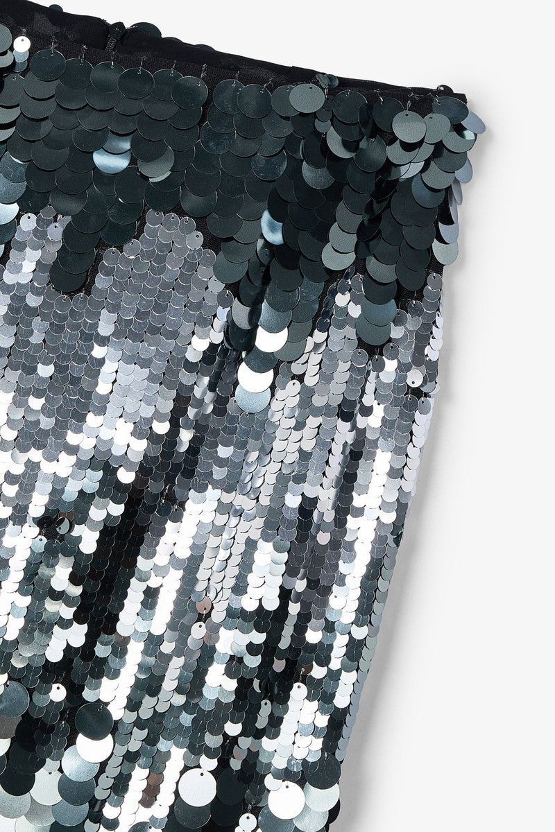 Jupe Droit Sequins Fumée