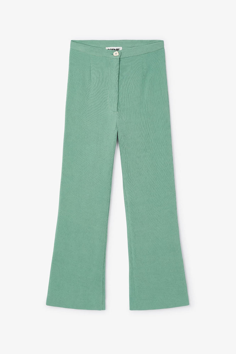 Pantalon Sixties Crop Froissé Bleu Eau