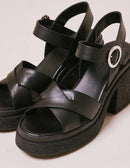 Sabrina black leather heeled sandal - M.Moustache