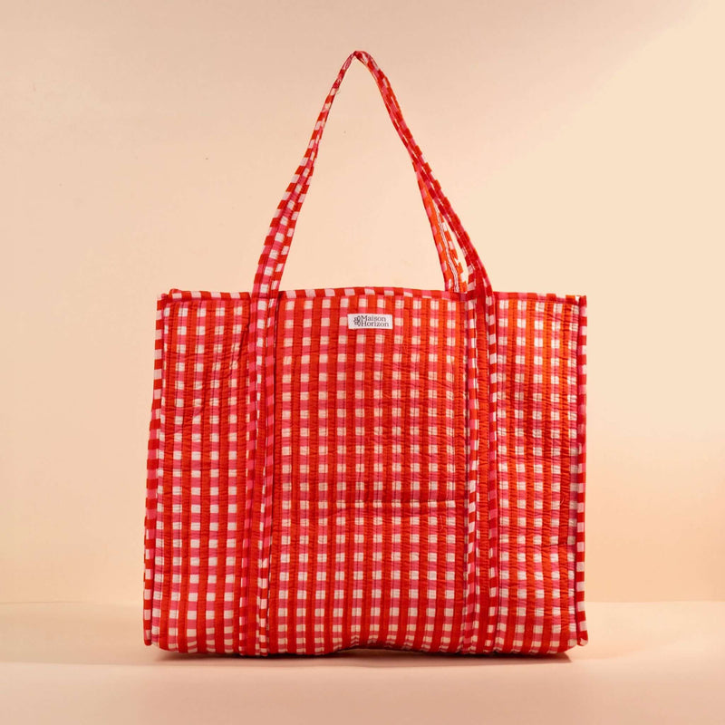 Sac Cabas Deepa - Vichy Cerise | The Bradery