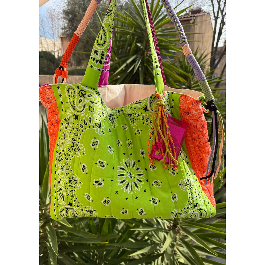 Sac Cabas Patch Anis/Cyclamen/Orange Fluo